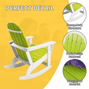 BIVODA Rocking Chair Outdoor,Adirondack Rocker Chair,HDPE Patio Rocking Chair,High Back Porch Rocker,Wide Rocking Chair for Balcony, Backyard and Living Room,350lbs Weight Capacity