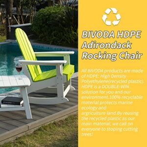 BIVODA Rocking Chair Outdoor,Adirondack Rocker Chair,HDPE Patio Rocking Chair,High Back Porch Rocker,Wide Rocking Chair for Balcony, Backyard and Living Room,350lbs Weight Capacity