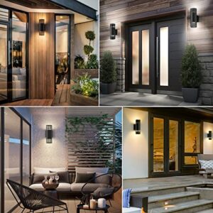 APOTO Dusk to Dawn Outdoor Wall Light Fixture,11W LED Up and Down Porch Light,3000K|4000K|5000K Exterior Wall Sconce Wall Mount,Aluminum Wall Lamp,IP44 Waterproof Outside Lights for House Front Door