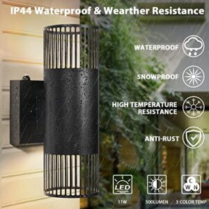 APOTO Dusk to Dawn Outdoor Wall Light Fixture,11W LED Up and Down Porch Light,3000K|4000K|5000K Exterior Wall Sconce Wall Mount,Aluminum Wall Lamp,IP44 Waterproof Outside Lights for House Front Door