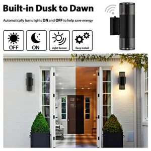 APOTO Dusk to Dawn Outdoor Wall Light Fixture,11W LED Up and Down Porch Light,3000K|4000K|5000K Exterior Wall Sconce Wall Mount,Aluminum Wall Lamp,IP44 Waterproof Outside Lights for House Front Door