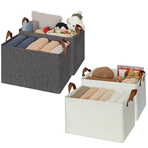 GRANNY SAYS Bundle of 2-Pack Fabric Storage Bins & 2-Pack Rectangle Storage Bins with Metal Frame