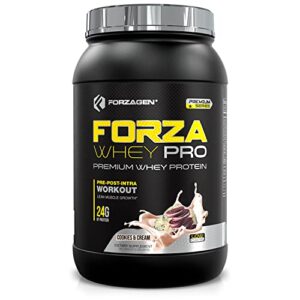 forzagen low carb whey protein powder cookies and cream flavored, lean protein powder 2lbs for men & women, 24g of protein, no sugar added, proteina whey protein cookies and cream 2 pounds