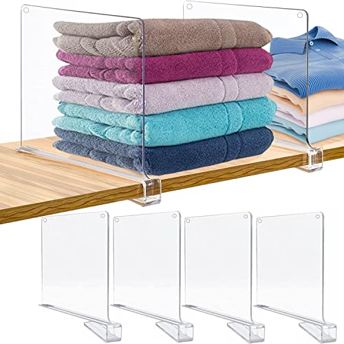 Whirlbliss Shelf Dividers- Shelf Dividers for Closet Organization- Clear Shelf Dividers for Closets-Acrylic Shelf Dividers- Closet Dividers for Shelves- Closet Shelf Divider for Bedroom-Kitchen-Office