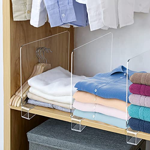 Whirlbliss Shelf Dividers- Shelf Dividers for Closet Organization- Clear Shelf Dividers for Closets-Acrylic Shelf Dividers- Closet Dividers for Shelves- Closet Shelf Divider for Bedroom-Kitchen-Office