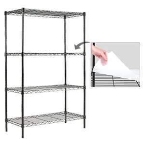 ezpeaks 4-shelf shelving unit with shelf liners set of 4, adjustable rack unit, steel wire shelves, shelving units and storage rack for office kitchen and garage (35.5w x 15.8d x 54h)