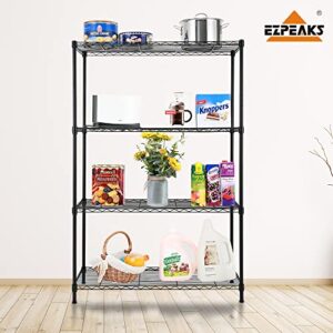 EZPEAKS 4-Shelf Shelving Unit with Shelf Liners Set of 4, Adjustable Rack Unit, Steel Wire Shelves, Shelving Units and Storage Rack for Office Kitchen and Garage (35.5W X 15.8D X 54H)