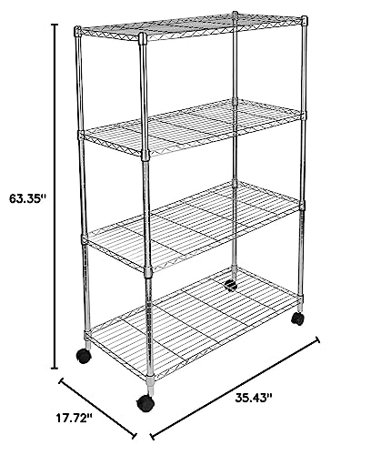 InfiniPower Storag Shelf Unit Heavy Duty Adjustable, 35.43" D x 17.72" W x 65.35" H, 4 Tier