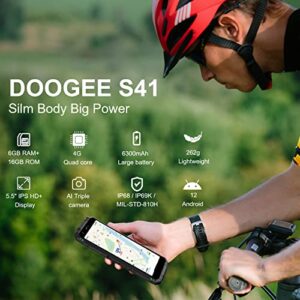 DOOGEE Rugged Phones Unlocked 2023, S41, 4G Dual Sim Rugged Phone Android 12, 6300mAh Battery, 5.5" HD Screen Rugged Phone, 6GB+16GB SD 1TB, IP68 Waterproof Outdoor Military Grade Android Phone, GPS