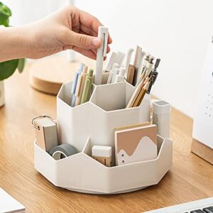 kaileyouxiangongsi Rotating Art Supply Storage Organizer,Pencil Holder with 9 Compartment, Pen Storage Organizer, for Kids Art Desk, Homeschool Supplies, Home Office Desktop Organizer(White)