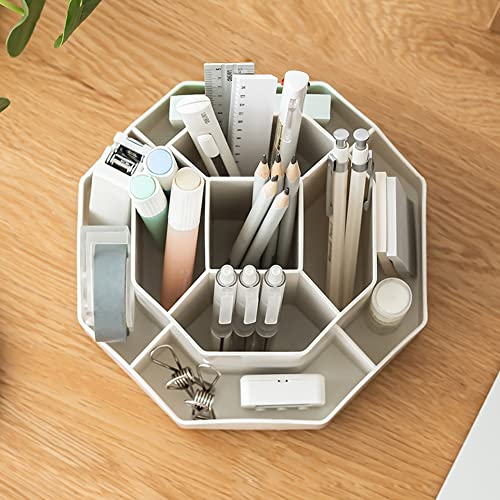 kaileyouxiangongsi Rotating Art Supply Storage Organizer,Pencil Holder with 9 Compartment, Pen Storage Organizer, for Kids Art Desk, Homeschool Supplies, Home Office Desktop Organizer(White)