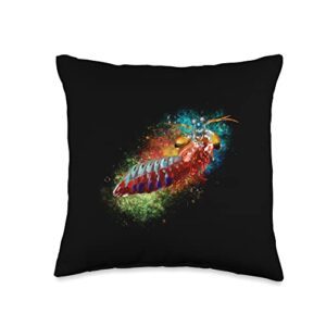 mantis shrimp,stomatopod personalised stomatopod, mantis shrimp throw pillow, 16x16, multicolor