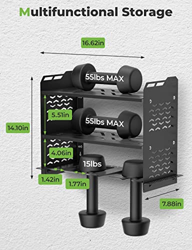 yamagahome Power Tool Organizer, 3 Layers Heavy Duty Drill Holder Wall Mounted, Garage Tool Organizers and Storage Rack with 3 Hooks, Cordless Tool Storage Rack for Garage Pegboard Workshop