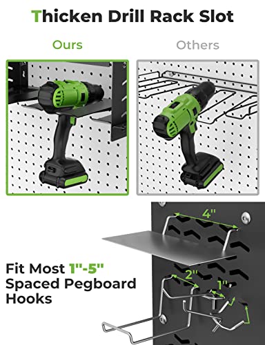 yamagahome Power Tool Organizer, 3 Layers Heavy Duty Drill Holder Wall Mounted, Garage Tool Organizers and Storage Rack with 3 Hooks, Cordless Tool Storage Rack for Garage Pegboard Workshop