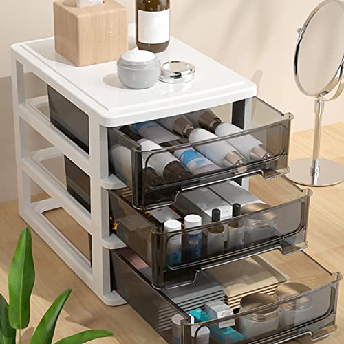 CIYODO Box Cosmetic Container - Household Office Style Cabinet Desk Display with Handle Clear Sundries Home Multi- Great Plastic Versatile Kitchen Storage Type Chest Tabletop