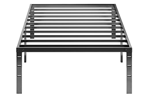 Vengarus 18inch Tall Heavy Duty Twin Bed Frame No Box Spring Needed, Metal Platform Bed Frame Twin with Steel Slat, Easy Assembly, Noise Free, Black