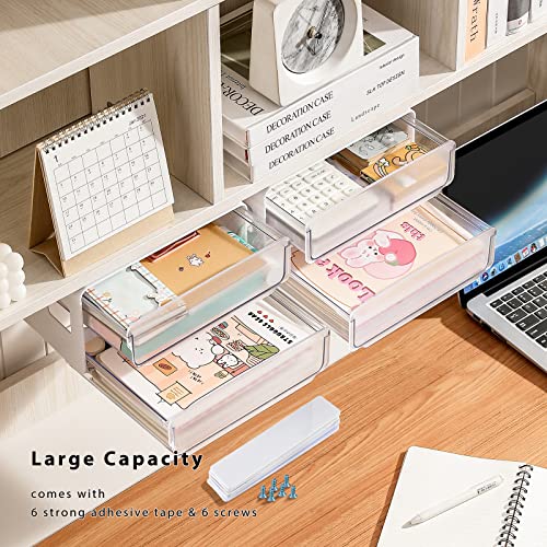 ZHAIXIAONIAN Under Desk Drawer Organizer Slide Out, Storage with 2 Layers, Self Adhesive Drawer, Organizers and Accessories, Stick on Table for Office/Home