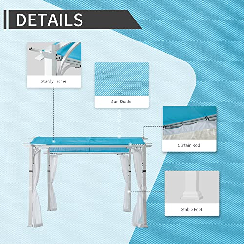 Meetleisure 11’ x 11’ Outdoor Pergola, Pergola Canopy for Patio, Arched Roof Metal Pergola with Full Coverage Sun Shade Canopy & Aqua Blue Sidewalls