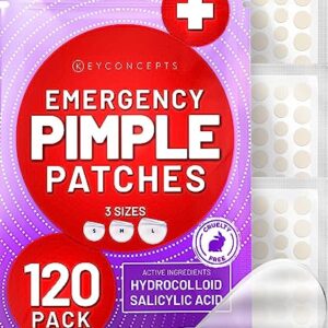 KEYCONCEPTS Pimple Patches (120 Pack), Salicylic Acid Acne Patches with Tea Tree Oil - Pimple Patches for Face - Zit Patch and Pimple Stickers - Salicylic Acid Acne Dots for Acne - Zit Patches