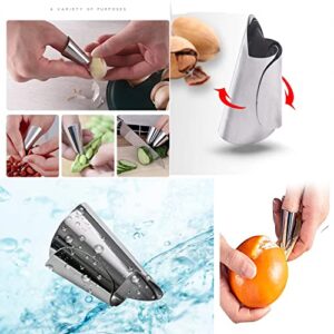AIMPGSTL 10PCS Finger Guard for Cutting Vegetables, Stainless Steel Finger Protector, Thumb Guard Peelers for Onion Holder Slicer Kitchen Tool Avoid Hurting When Slicing and Chopping