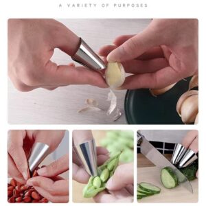 AIMPGSTL 10PCS Finger Guard for Cutting Vegetables, Stainless Steel Finger Protector, Thumb Guard Peelers for Onion Holder Slicer Kitchen Tool Avoid Hurting When Slicing and Chopping