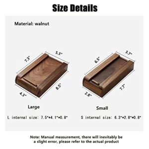 Under Desk Wooden Storage Box Drawer Storage Walnut Bamboo Wood Attachable Under Desk Storage Drawer Cutlery Storage Office Stationery Sundries Storage Box Strong Adhesive Hidden Drawer (Walnut,L)