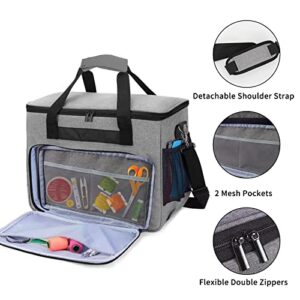 WITSTEP Sewing Machine Case, Sewing Machine Bag with Multiple Pockets and Adjustable Shoulder Strap, Universal Tote Bag Compatible with Most Standard Singer, Brother, Janome, and Accessories, Grey