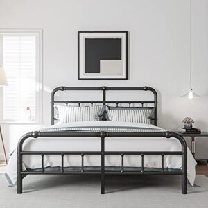 bosrii king size bed frame with headbaord and footboard, 18 inches high, 3500 pounds heavy duty metal slats support for mattress, no box spring needed,noise-free, black