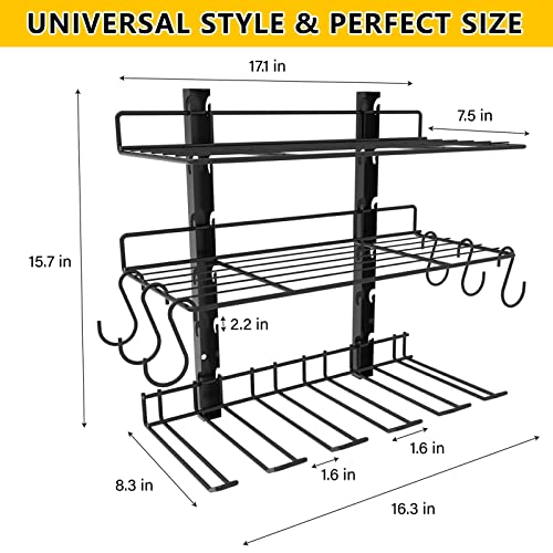 PIGTAB Power Tool Organizer Utility Rack, Drill Holder Wall Mount, Adjustable Height Garage Storage Rack for Drill Screwdriver Pliers Wrenches, Gift for Men, Metal