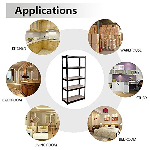 5 Shelf Garage Shelving, Steel Shelves Adjustable Shelf Storage Unit, Storage Utility for Warehouse Pantry Office Kitchen, with MDF Boards, Basement Storage Rack Hold 1929lbs, 35"W x 16.5"D x 63"H