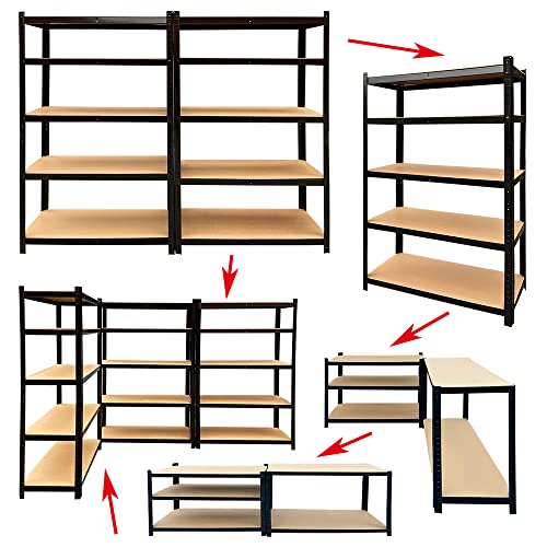 5 Shelf Garage Shelving, Steel Shelves Adjustable Shelf Storage Unit, Storage Utility for Warehouse Pantry Office Kitchen, with MDF Boards, Basement Storage Rack Hold 1929lbs, 35"W x 16.5"D x 63"H