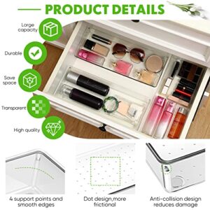 6 Pack Clear Plastic Drawer Organizer Makeup Drawer Organizer 15 x 6 x 2 Inch Long Stackable Drawer Organizers Cutlery Utensil Storage Bins Desk Drawer Organizer Tray for Makeup Kitchen Silverware