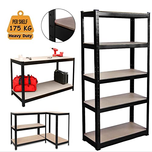 VickyHome Heavy Duty 4 Tier Storage Metal Shelf Unit, Adjustable Utility Rack Shelves with MDF Boards, Organization Multipurpose Shelf for Shed, Workshop, Warehouse, 875KG Capacity