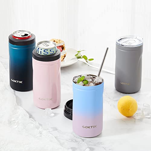 COKTIK 5 in 1 Insulated Can Cooler, Double Wall Slim Can Cooler for 12 oz Regular or Slim Cans & Beer Bottle