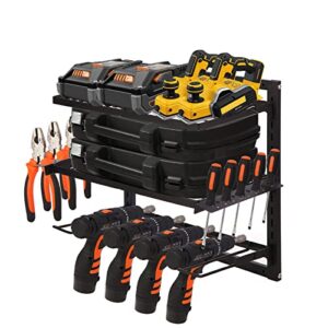 qukeeo power tool organizer,power tool organizer wall mount & drill holder wall mount garage storage rack,open design, ideal for hand-held and power tool storage.(black)