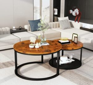 awqm d006-f2 nesting, 29" coffee table, rustic brown and black
