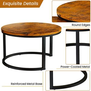 AWQM D006-F2 Nesting, 29" Coffee Table, Rustic Brown and Black