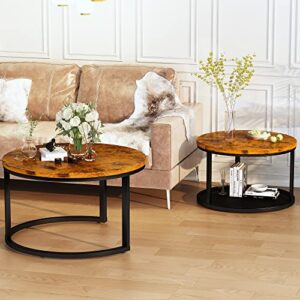 AWQM D006-F2 Nesting, 29" Coffee Table, Rustic Brown and Black