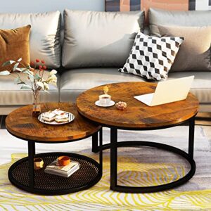 AWQM D006-F2 Nesting, 29" Coffee Table, Rustic Brown and Black