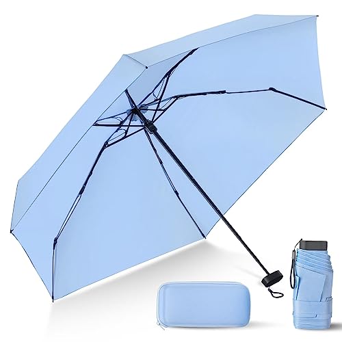 LEAGERA Compact Travel Umbrella with Case - Mini Umbrella for Purse, Small Lightweight &Tiny Design Perfect for Parasol Outdoor Sun&Rain Umbrellas