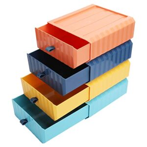 Stackable Plastic Drawers, 4Pcs Drawer Desktop Organizer Wardrobe Clothes Organizer Drawer Shelf Storage Basket Container