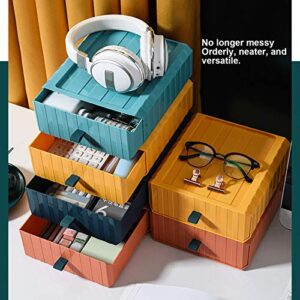 Stackable Plastic Drawers, 4Pcs Drawer Desktop Organizer Wardrobe Clothes Organizer Drawer Shelf Storage Basket Container