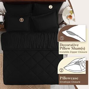 Basic Beyond Twin Bed in a Bag Comforter Set with Sheets - 5 Pieces Twin Comforter Set Black Bedding Sets with Comforter, Flat Sheet, Fitted Sheet, Pillowcase & Sham