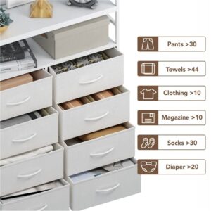 SAILUN Dresser 8 Drawers with Double Shelf, Tall Storage Organizer Unit for Bedroom/Living Room/Entryway, Wooden Front and Top, White