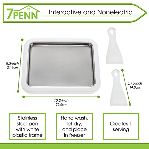 7Penn Instant Freezer Homemade Ice Cream Cold Plate Roller with 2 Spatulas - Anti Griddle Ice Cream Roll Maker Slab Pan