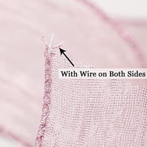 HUIHUANG Dusty Rose Wired Ribbon Crinkle Wire Ribbon 2.5 inch Wide Metallic Wired Wedding Ribbon for Gift Wrapping Basket Wreaths Bows Making Home Decor DIY Crafts Christmas Tree Top Bows-10 Yards