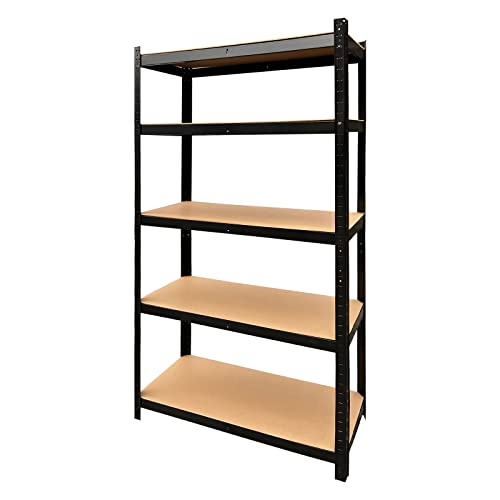 5 Tier Heavy Duty Steel Rack Shelving Garage Storage Organizer Shelves 71" Hx36 Wx16 D (Black)