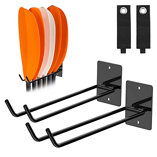 2Pcs Kayak Paddle Storage Wall Rack Holder Tool Organizer Holder Wall Mount Heavy Duty Storage Hanger Holds 50lbs Utility Hooks for Garden Tools, Ladders and Rakes, Kayak Paddle, Skis, and Poles Ski