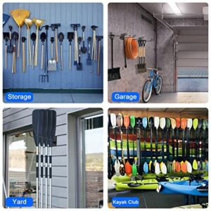 2Pcs Kayak Paddle Storage Wall Rack Holder Tool Organizer Holder Wall Mount Heavy Duty Storage Hanger Holds 50lbs Utility Hooks for Garden Tools, Ladders and Rakes, Kayak Paddle, Skis, and Poles Ski