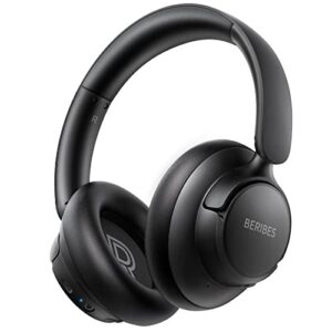 beribes hybrid active noise cancelling headphones with transparent modes, 65h playtime wireless over-ear bluetooth headphones with mic deep bass,multi-connection,soft-earpads for music,call (black)